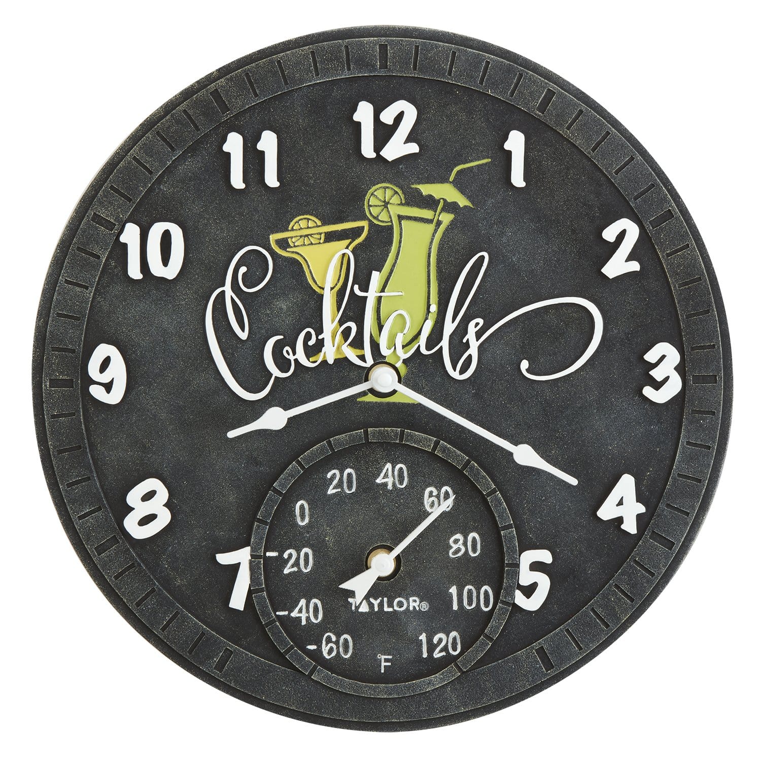 14" Cocktails Clock with Thermometer