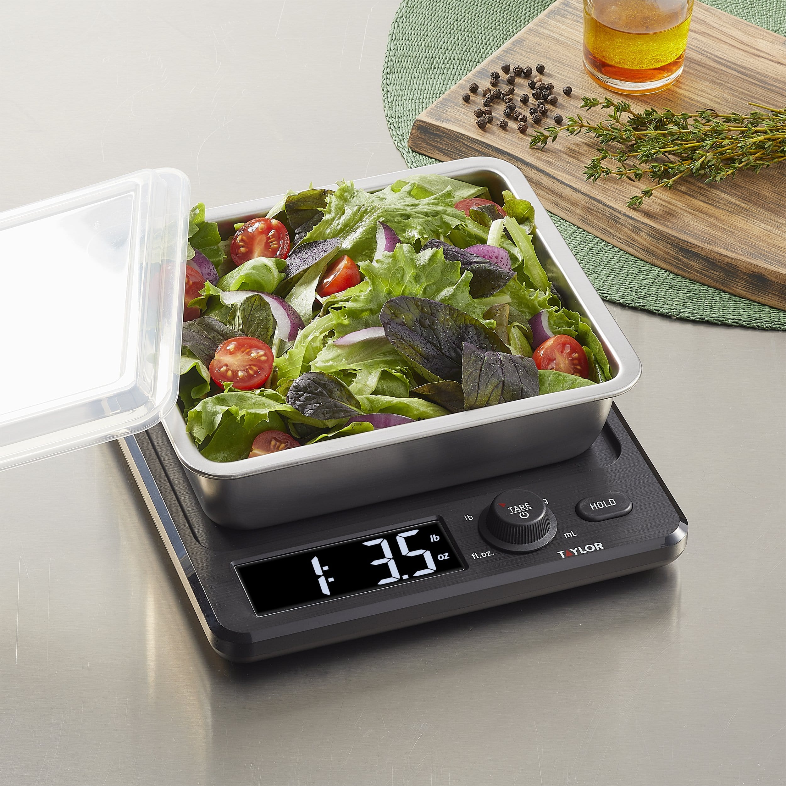 22lb Kitchen Scale with Stainless Steel Storage Container & Lid - Image 6