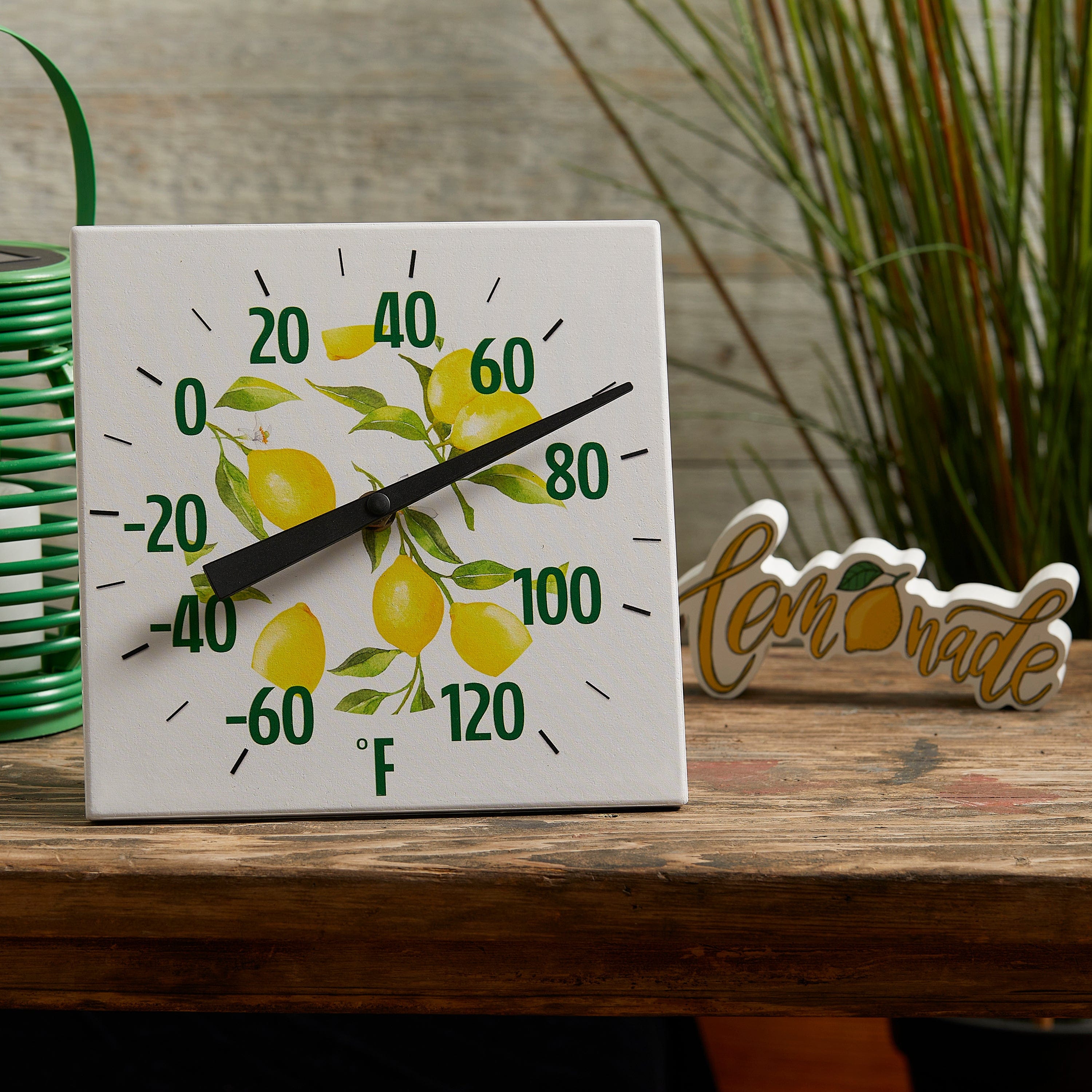 Ceramic Lemon Pattern Tabletop and Hanging Decorative Thermometer - Image 2