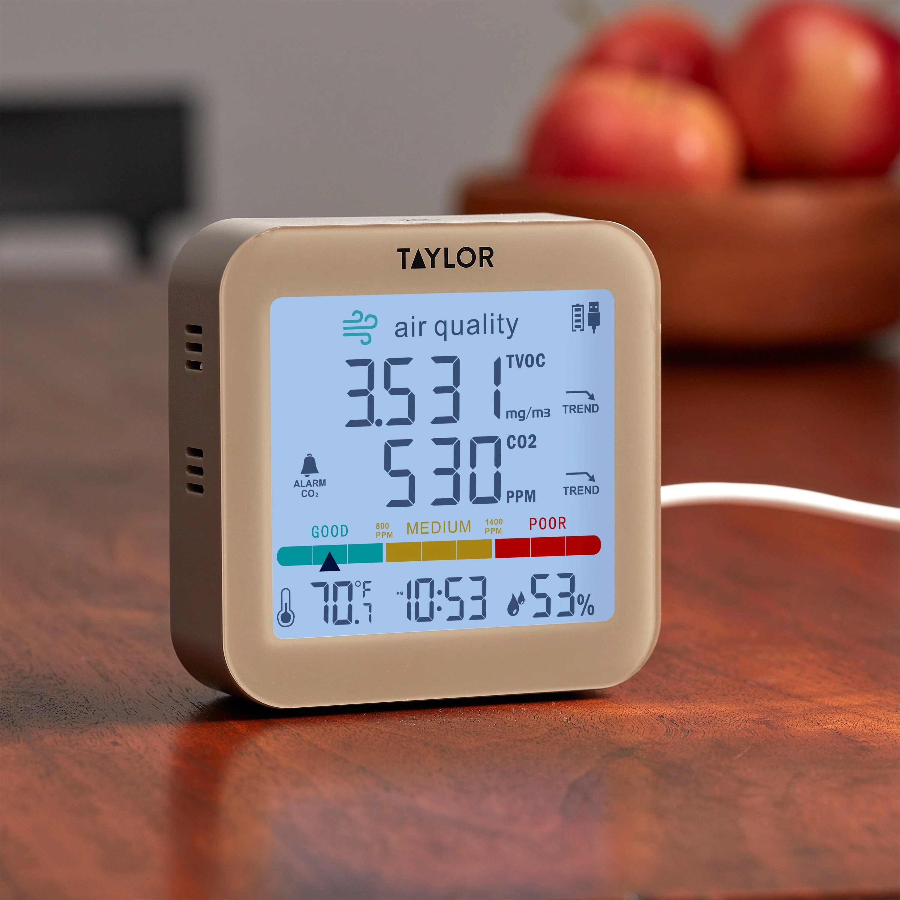 Digital Air Quality Monitor with USB Power Cord - Image 2