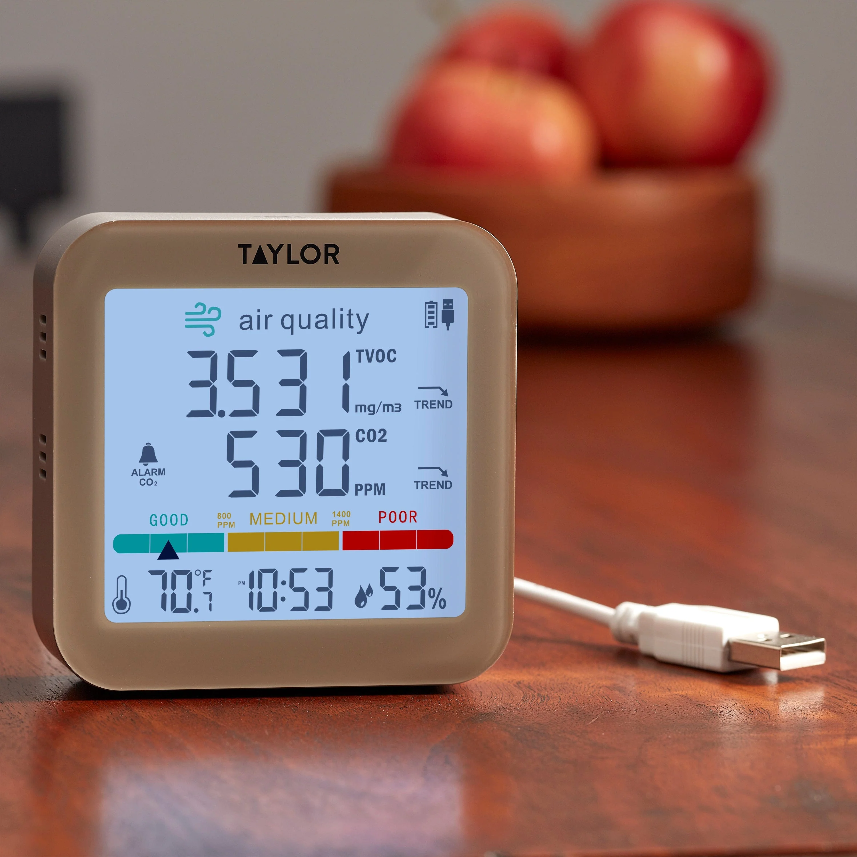 Digital Air Quality Monitor with USB Power Cord - Image 3