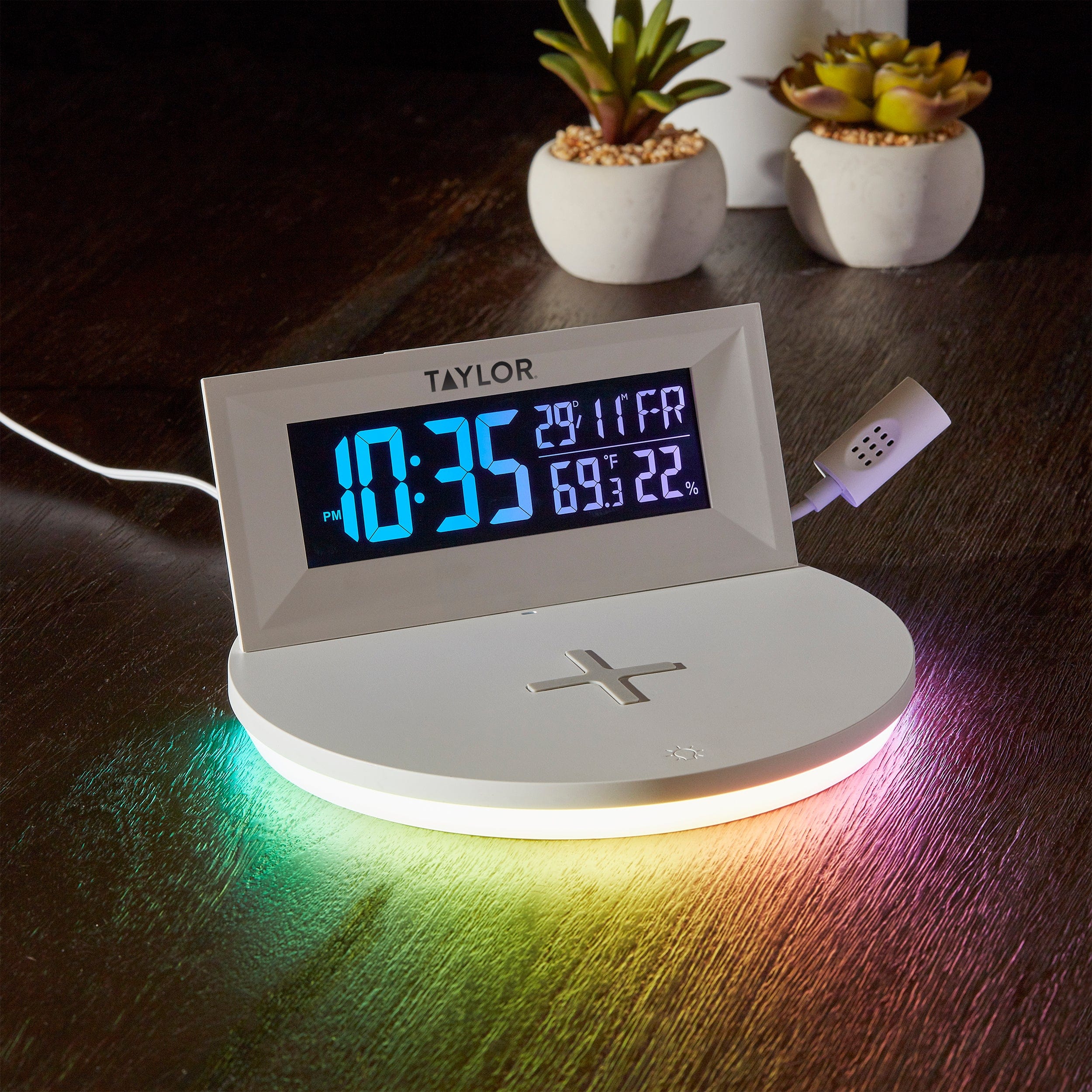 Digital Mood Light Weather Station with Wireless Cell Phone Charging Pad - Image 4
