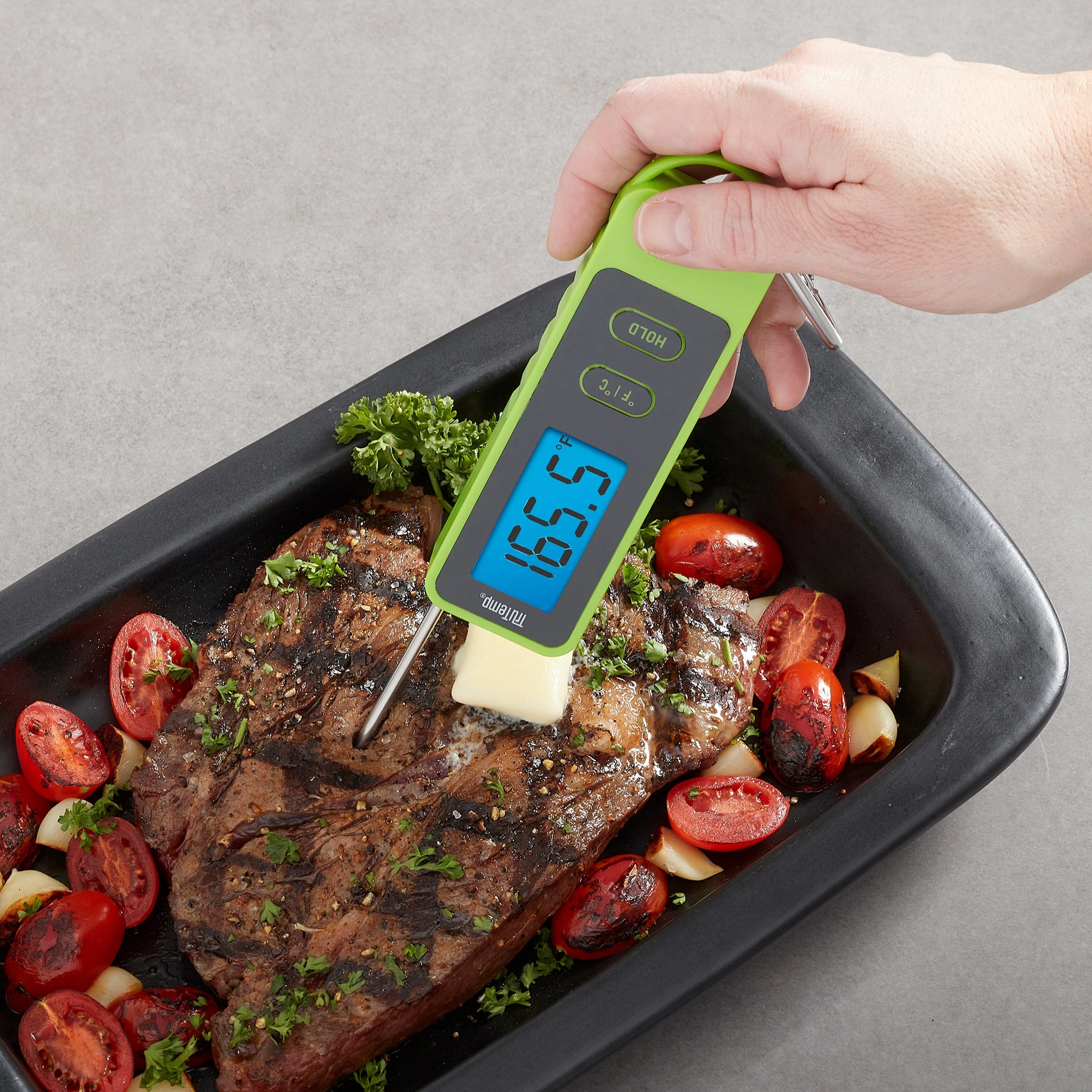 TruTemp Compact Digital Folding Meat Thermometer with Carabiner Clip - Image 3